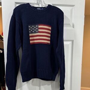 Ralph Lauren Dark Blue Crewneck Sweater with Flag